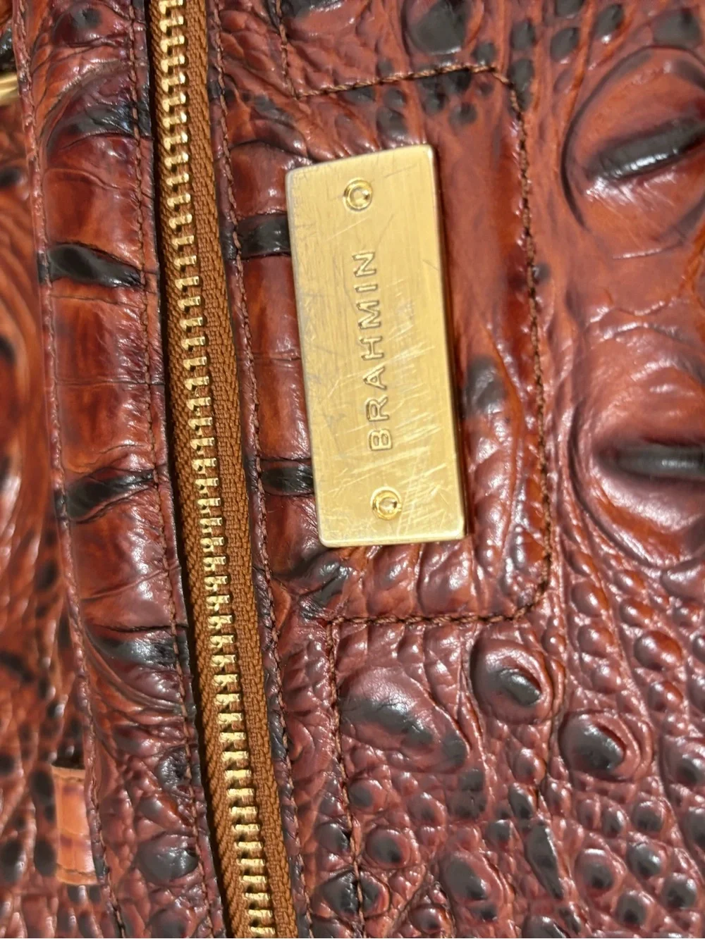 Brahmin Brown Croc-Embossed Leather Laptop Briefcase